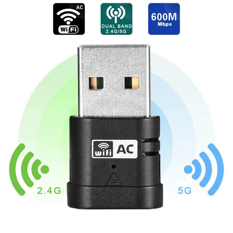 

Dual Band AC 600Mbps USB WiFi Dongles 2.4Ghz 5Ghz AC600 Wireless-N Network Adapter USB 2.0 Wireless Gigabit Speed Dongle Connect