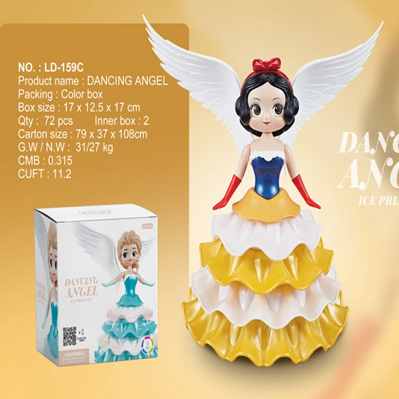 

Electric universal rotating dance with wings cartoon Disney Frozen and snow white doll children's girl toy Christmas gift