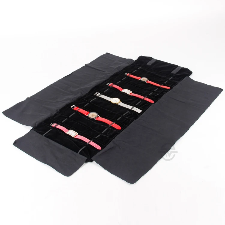 

Полностью черная бархатная Портативная сумка для часов, браслета, крутящаяся сумка, держатель для дисплея, сумка для наручных часов, дорожн...