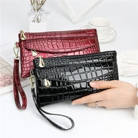 women bag black pu clutch long casual wallet litchi grain coin purse female bag wrist bag zipper phone pocket credit card holder