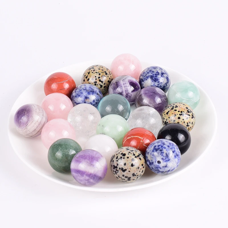 5 pcs/Set Crystal Ball Undrilled Beads 25mm Natural Stone Mixed Sphere Chakra Quartz Healing Reiki Craft Home Decorative | Дом и сад