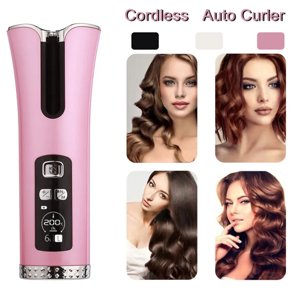 

Wireless Automatic Hair Curler Portable USB Rechargeable Rotating Curling Iron Women Girl LCD Display Curly Machine Styling Tool