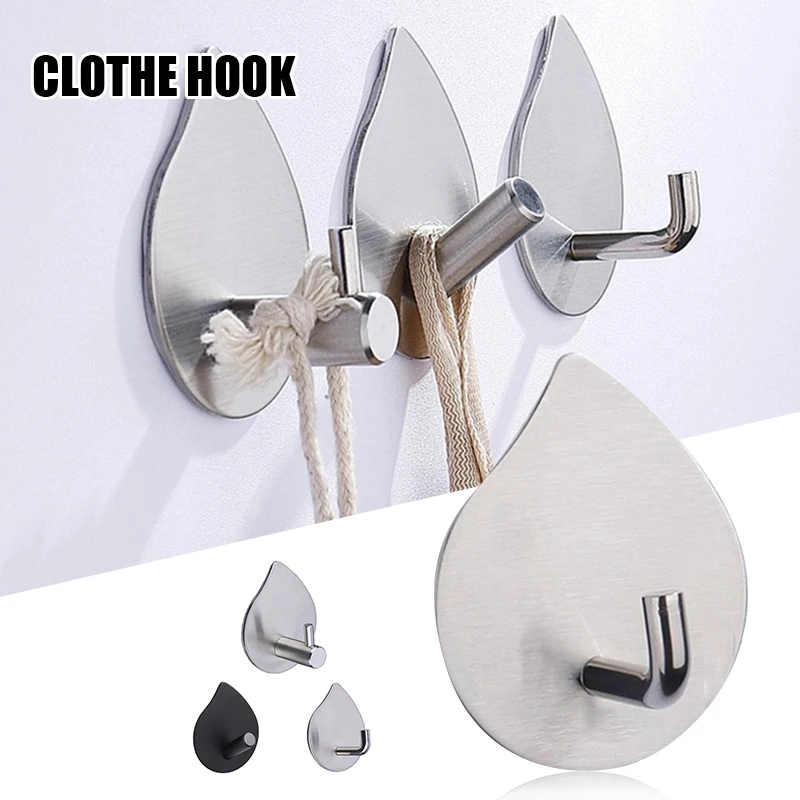 

304 Stainless Steel Sticky Hook Strong Adhesive Punch Free Innovative Waterproof Moistureproof for Kitchen Bathroom can CSV