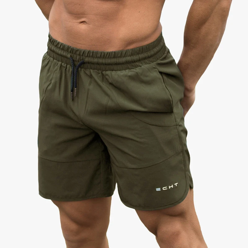 Army green Новинка, мужские спортивные свободные шорты для фитнеса, бодибилдинг, джоггеры, летние быстросохнущие крутые короткие штаны, мужские повседневные пляжные Брендовые спортивные штаны - Цвет: Army green