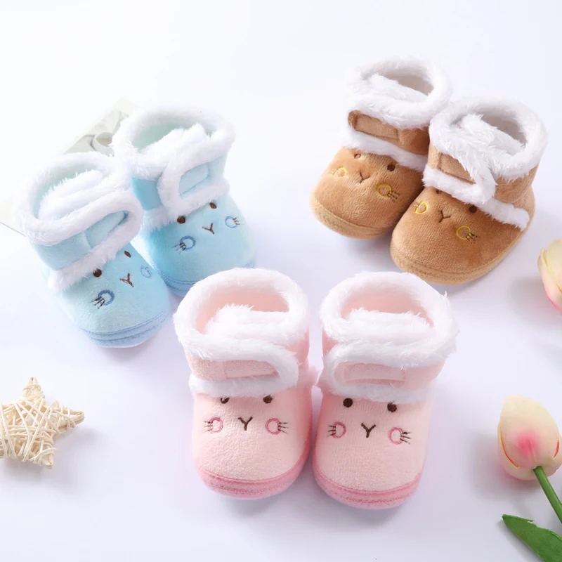 

Baby Winter Boots Infant Toddler Cute Cartoon Bear Shoes Boys Girls First Walkers Super Keep Warm Snowfield Fluff Balls Booties