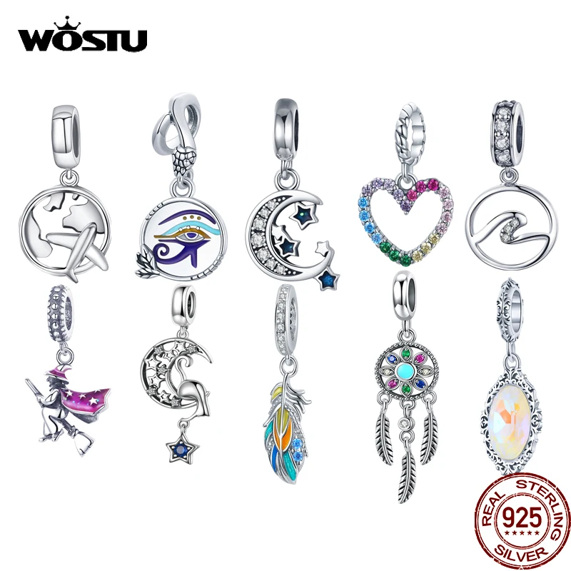 WOSTU Новое серебро 925 пробы Ловец снов Шарм Подвеска в виде сердца подвеска