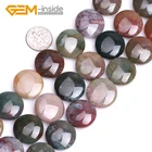 Натуральные монеты, индийский агат, камень 20 мм, бусины россыпью для искусственной нити 15 дюймов, ожерелье сделай сам, подарки, оптовая продажа, новинка