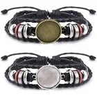 Античный кожаный браслет Пустой Базы подходит 20 мм круглый фото стекло Кабошон рамка лоток DIY расходных материалов для изготовления ювелирных изделий