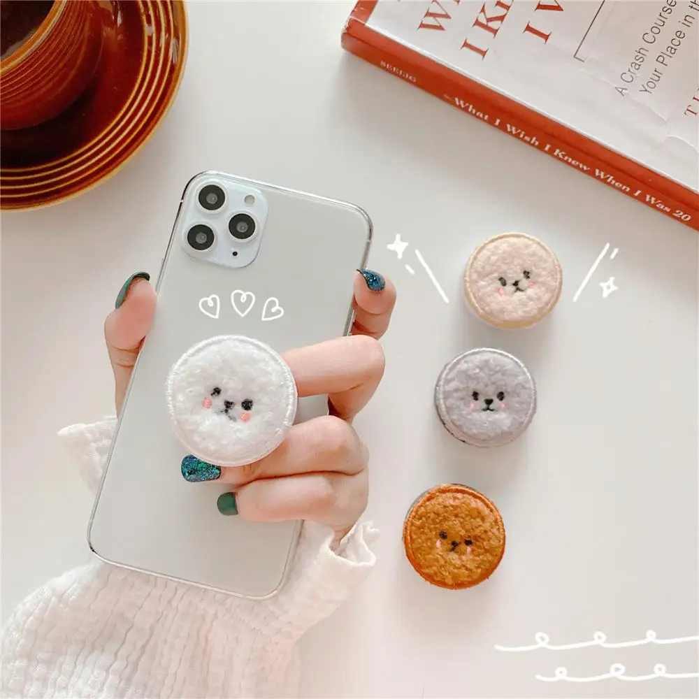 

Popular Plush Teddy Expanding Phones Holder Grip Stand For iPhone 11 Pro XS MAX XR 8 7 Samsung 3D Universal Cell Phone Bracket