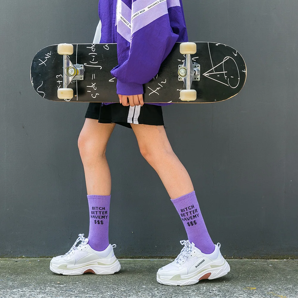 

CHAOZHU Unisex Stretch Women Men Skateboard Cotton Knitting Rib Autumn Funny Words Debt Collection Bit Better Have My Money