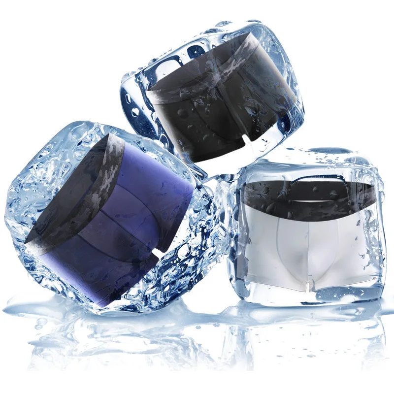 Мужские летние шелковые Однотонные трусы цельные боксеры шорты тонкая дышащая