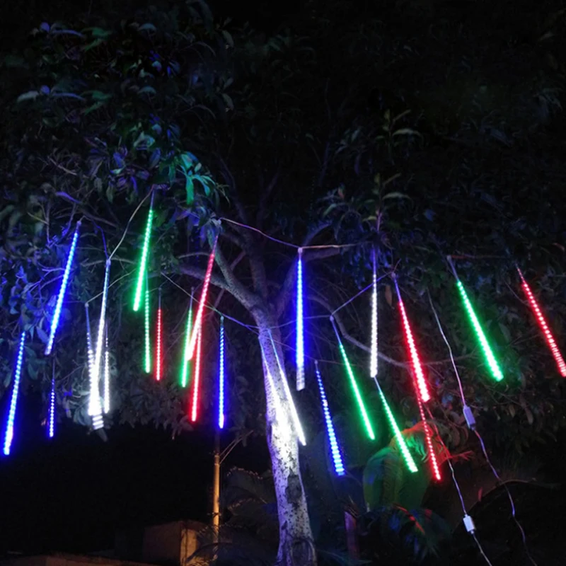 

30cm 50cm 8 Tubes Waterproof Meteor Shower Rain LED String Lights Outdoor Christmas Tree for Home holiday Decoration