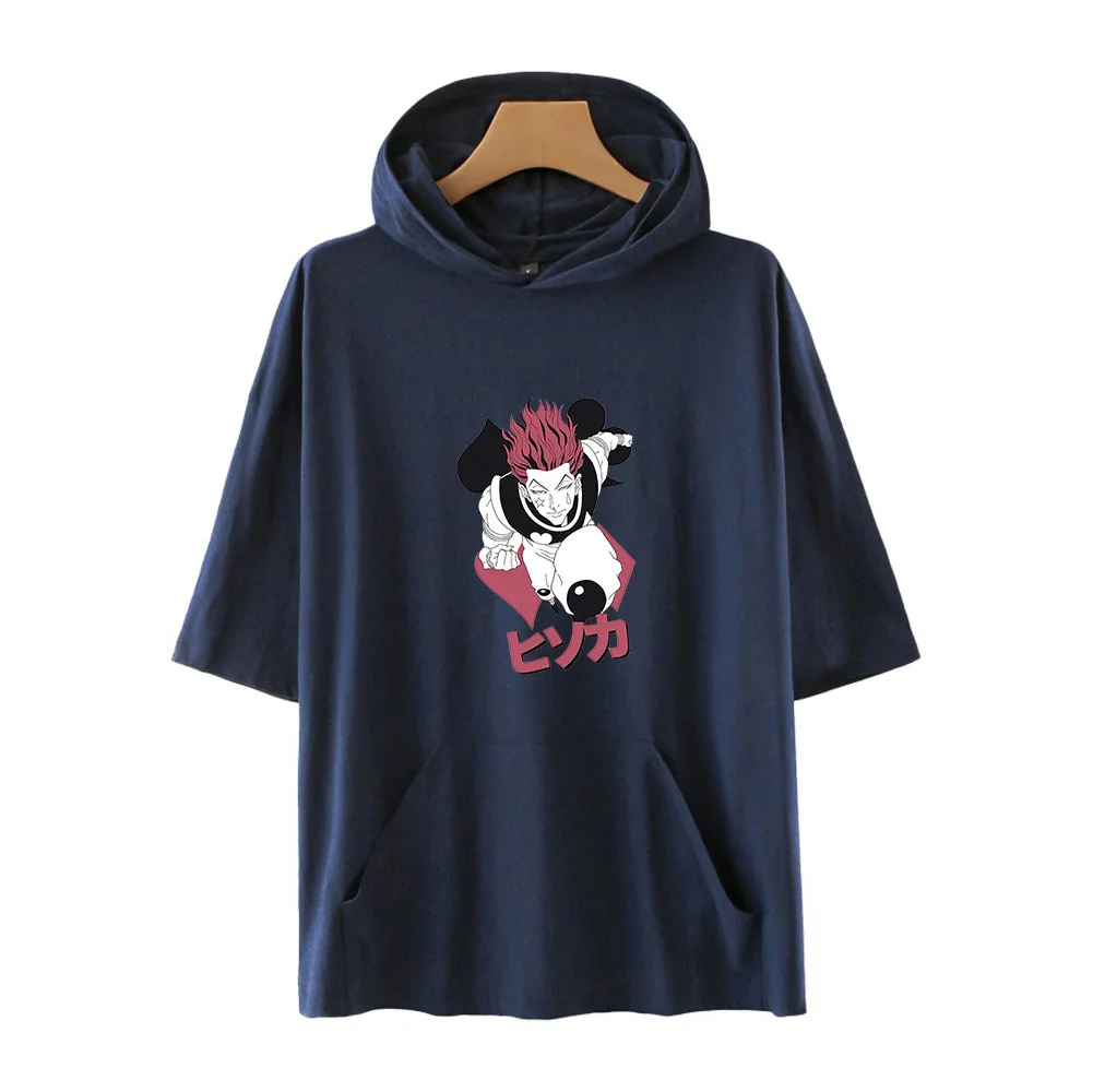

Anime Hunter X Hunter Harajuku Hooded T Shirt Boys and Girls Cartoon Print Short Sleeve funny T-shirt Hisoka Cosplay Tshirt