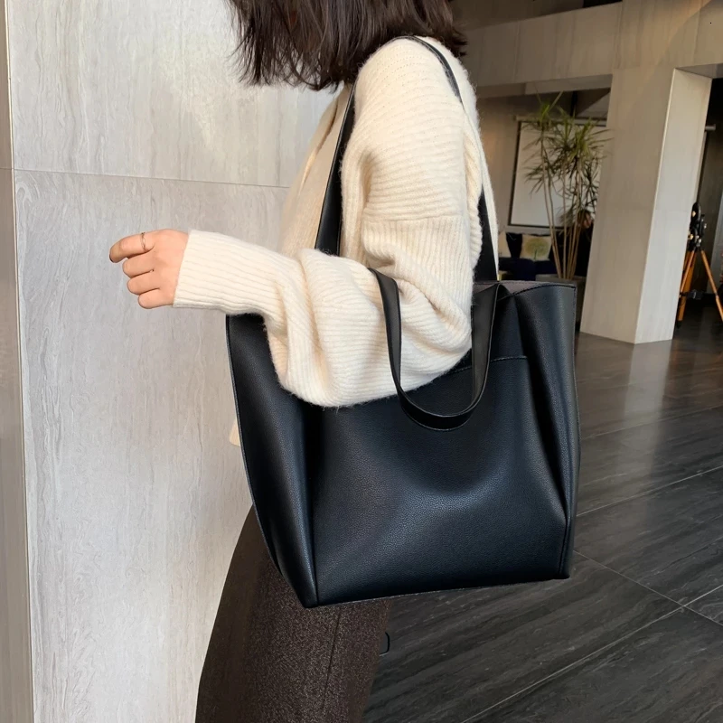 

Fashion Simple Ladies Shoulder Bag Designer Luxury PU Leather Handbag 2022 Multifunctional Shopping Large Capacity Women's Bag