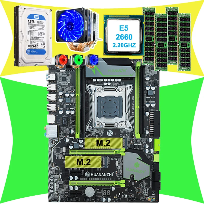 Официальная материнская плата HUANAN X79 ЦП Xeon E5 2660 SROKK с 6 тепловыми трубками кулер