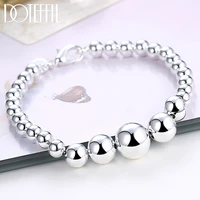 doteffil 925 sterling silver vary size full smooth bead bracelet 20cm for women girl wedding engagement jewelry