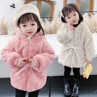 girls kids coat jacket overcoat 2021 fuzzy warm plus thicken velvet winter top lambswool school cardigan childrens clothing