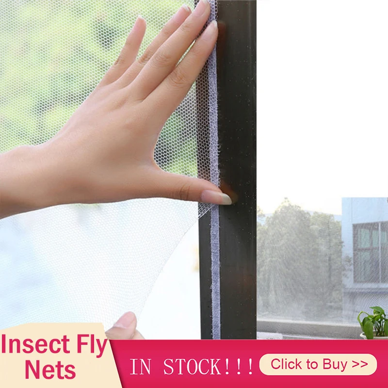 

1.5x2m/1.3x1.5m Inset Anti Mosquito Window Net Kitchen Door Protector Indoor Bug Flying Mesh Protector Curtains Adhesive Screen