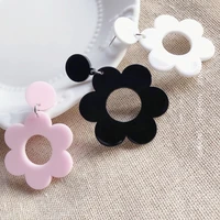 qumeng korea women fashion sweet simple acrylic flower earrings geometric stud earrings party romantic jewelry gift wholesale
