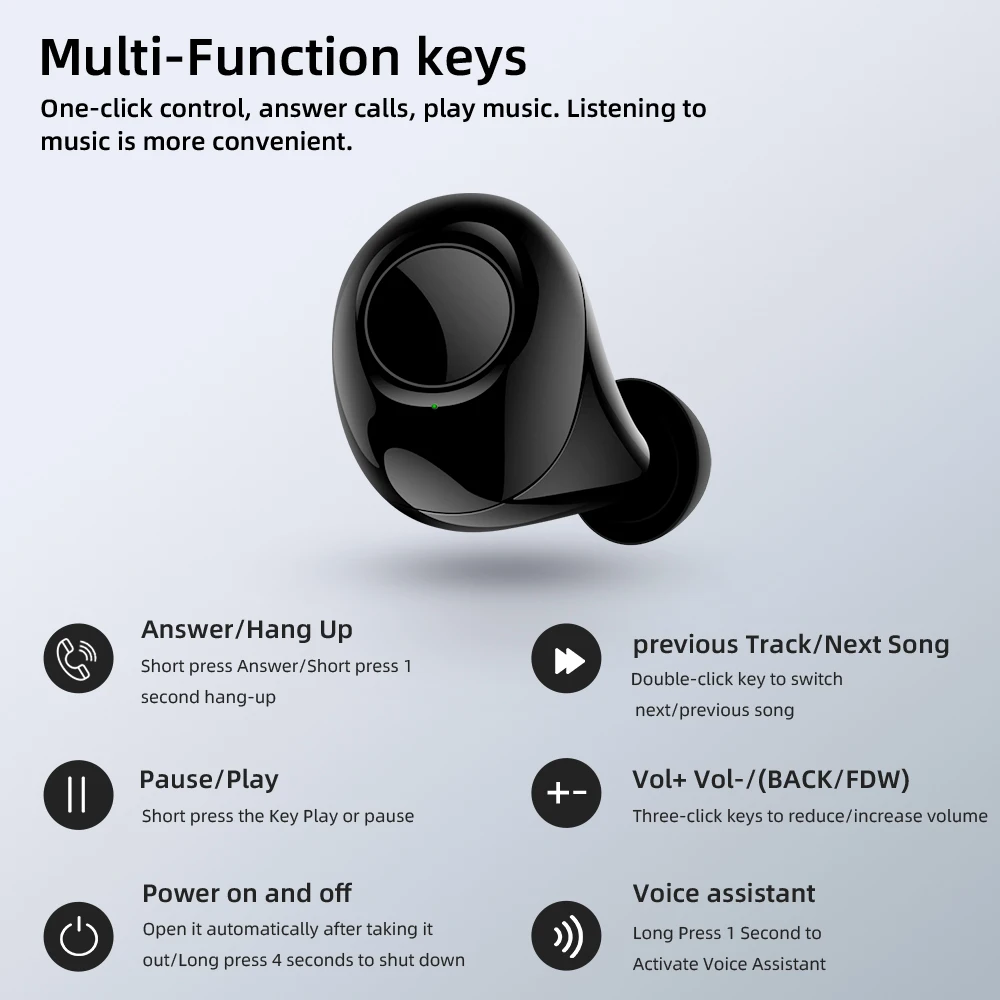 Беспроводные наушники A8 Mini V5.0 Bluetooth 3D стерео Спортивные игровая гарнитура с двумя