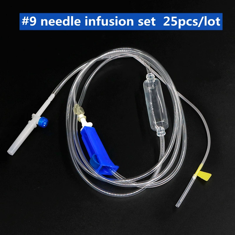 

25pcs/lot Disposable Sterile Iv Infusion Set With Needle Medical Animals Pets drip injection needle with luer lock Y connect