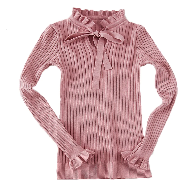 

2020 Autumn Winter Knitted Slim Sweaters Solid Female Cotton Soft Elastic Color Pullovers Bandage Long Sleeve Sweaters Women