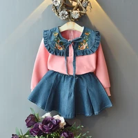 girl spring fall clothing set denim embroidery sweatshirtsskirts girls kids 2pcs clothes sets outfits toddler girl outfits