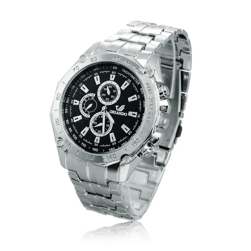 Роскошные брендовые кварцевые часы для мужчин Orlando цвета нержавеющая сталь