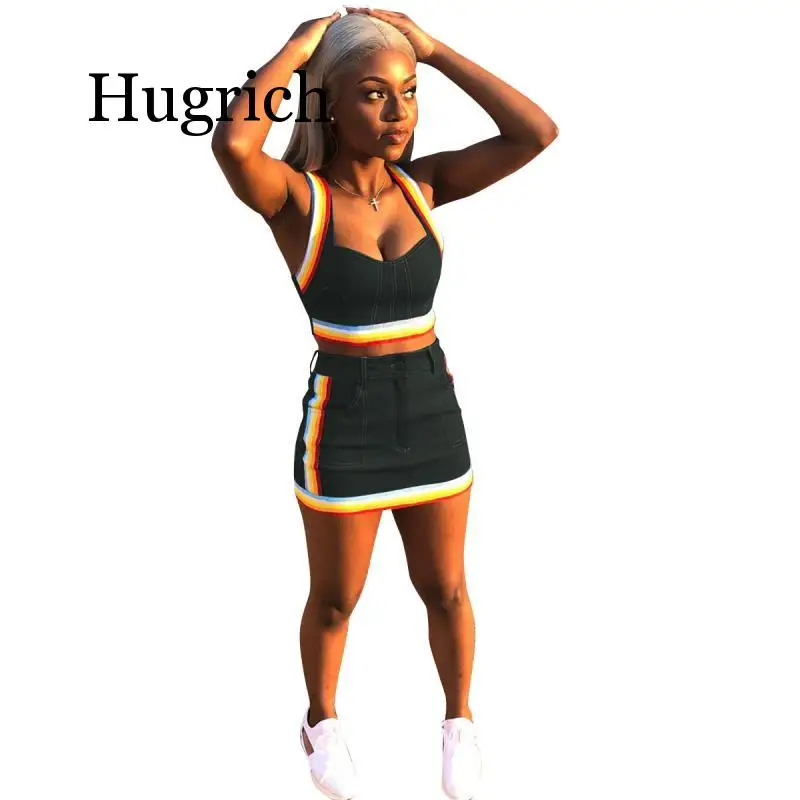 Сексуальный женский комплект из двух предметов летний Джинсовый укороченный топ