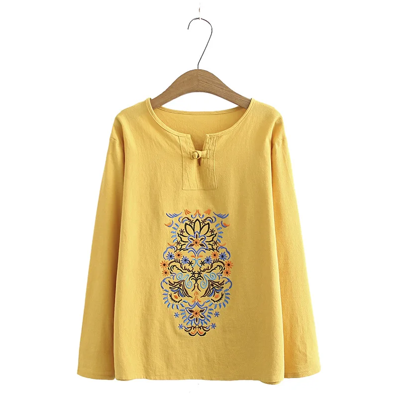 Женский топ большого размера плюс свободный хлопковый с длинными рукавами и