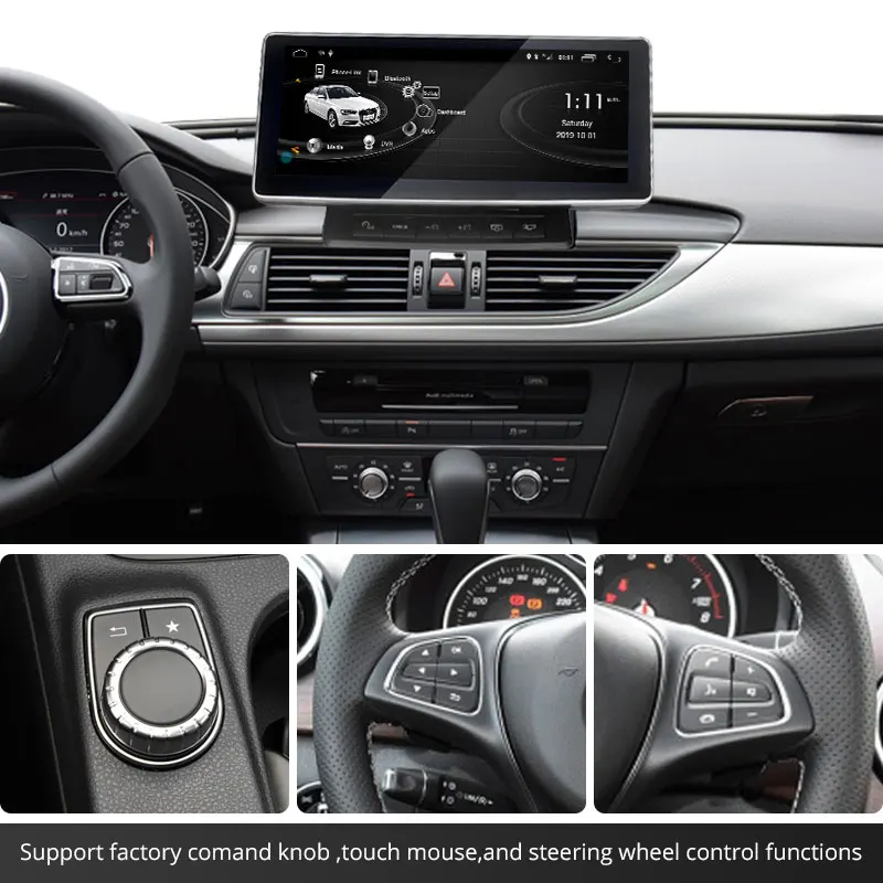 LJHANG Android 10 Car Multimedia DVD Stereo Radio Player GPS Navigation Carplay Auto for Audi A6 Q7(2010-2015) 3G System 2din