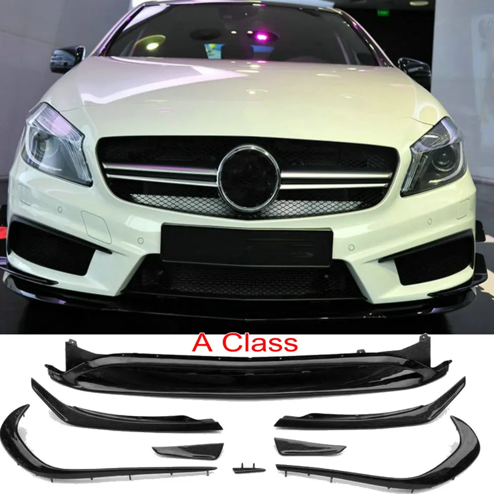 ABS/углеродного волокна AMG передний спойлер для губ + воздушные ножи крыло Benz A/CLA