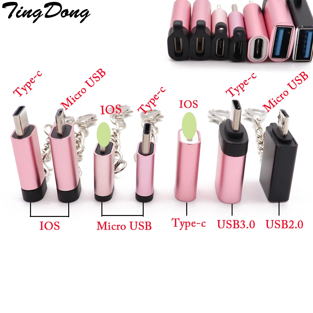 TingDong 3 шт. для iPhone type-C Micro USB адаптер для Micro USB/USB 3,0 type C для iPhone/Android кабель для передачи данных адаптер конвертер