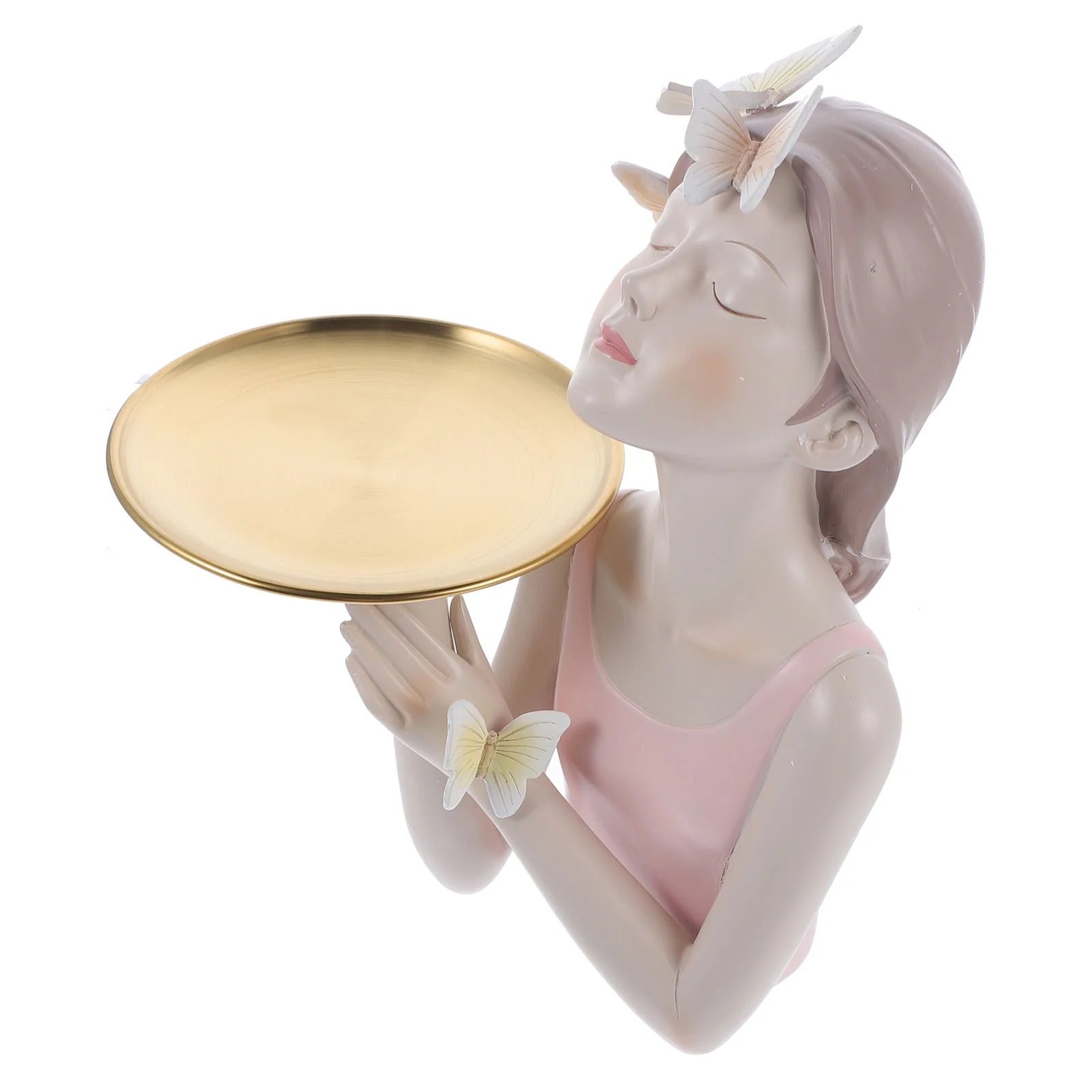 

1pc Household Storage Tray Key Storage Holder Girl Shaped Tray Girl Craft Ornament