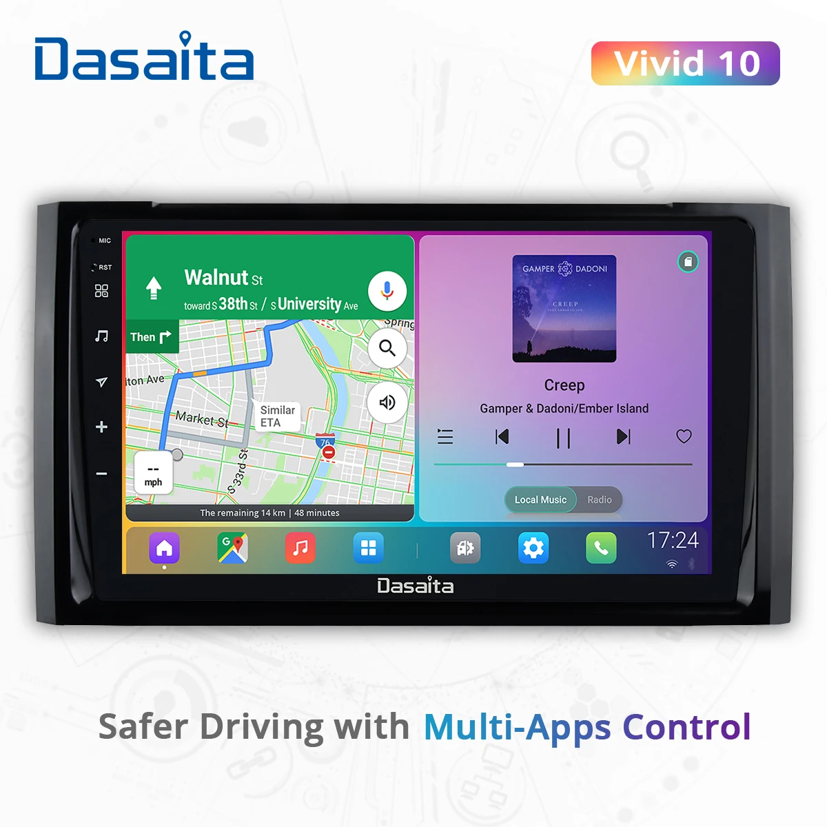 

Dasaita For Toyota Tundra 2014 2015 2016 2017 2018 Car radio 1 din 9" IPS Multi Touch Screen 1280*720 4G 64G android Navigation