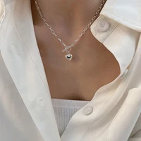 2021 korea new love pendant sterling silver womens necklace niche design temperament clavicle chain