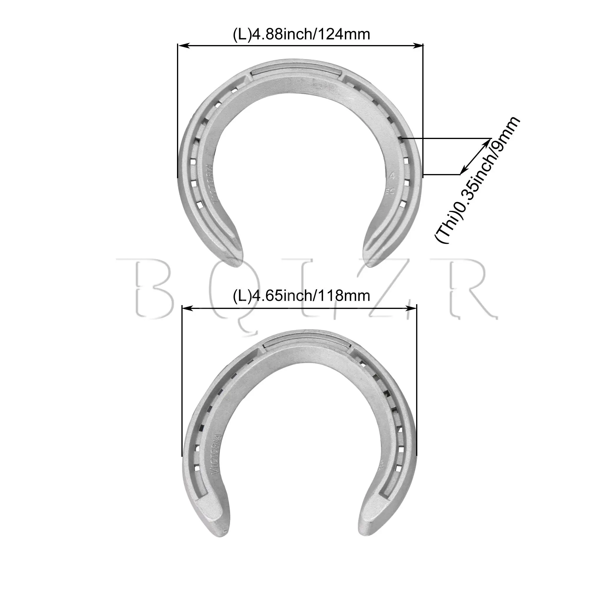 

BQLZR 4 x Silver Alloy Horseshoes 124mm & 118mm Dia for Horses Decorations