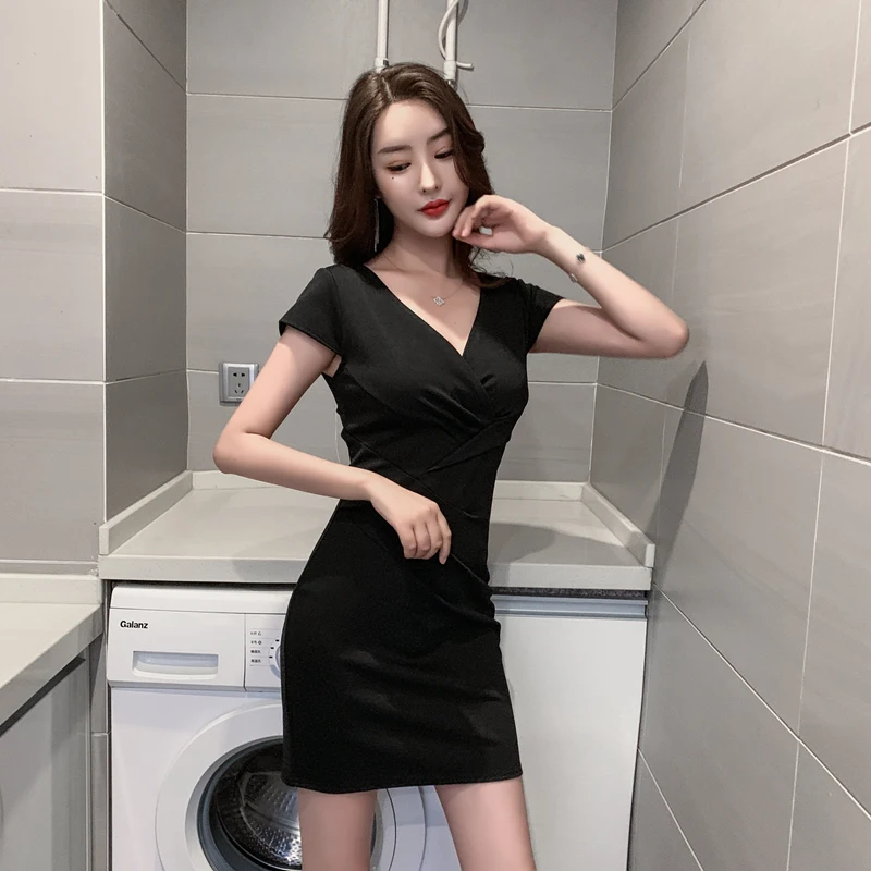 Летняя новая вечерняя одежда для работы облегающее элегантное черное