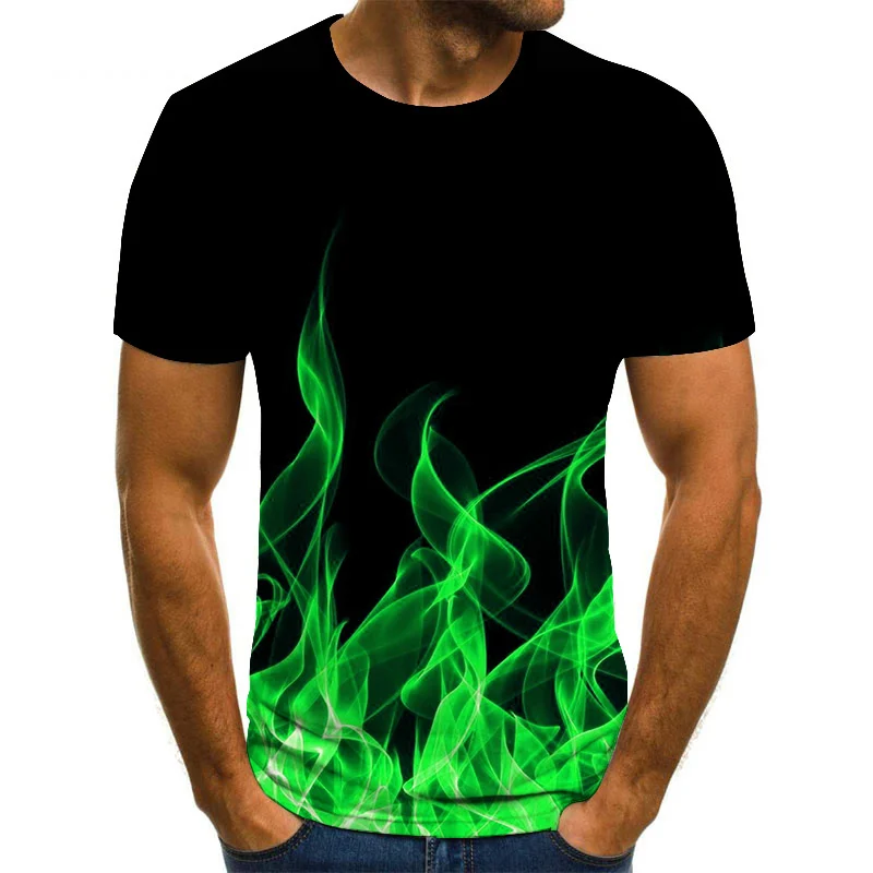 

Summer new Hellfire printing 3D T-shirt popular rookie men's short sleeve men's shirt everyday short sleeve colorful men's shirt