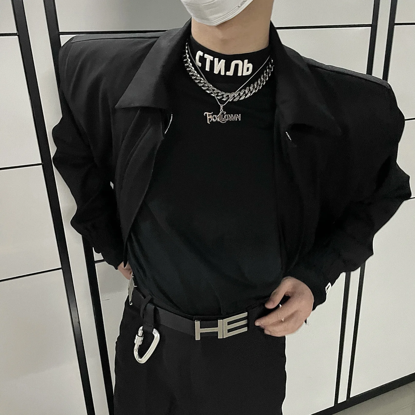 

Футболка Мужская/Женская хлопковая с вышивкой и надписью, брендовая Свободная рубашка с высоким воротом, в Корейском стиле, с коротким рука...