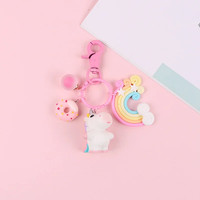 2019 New Cute Cartoon Colorful Unicorns Keychain Doll Key Ring Gift For Women Girls Bag Pendant Figure Charms | Украшения и