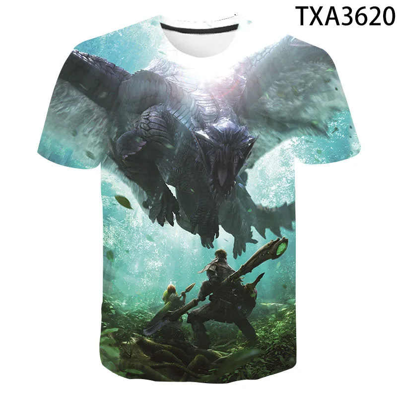 

2021 Monster Hunter T-Shirt Women/Unisex Casual O-Neck 3D Full Print Tops Boy Girl Breathable Outdoor Discount Short Sleeve