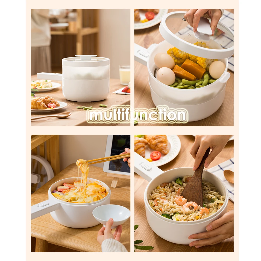

1.5L Multifunctions Electric Cooker Capacity Fast Heating 700W Cooking Pot Desktop Mini Hot Pot Portable Skillet