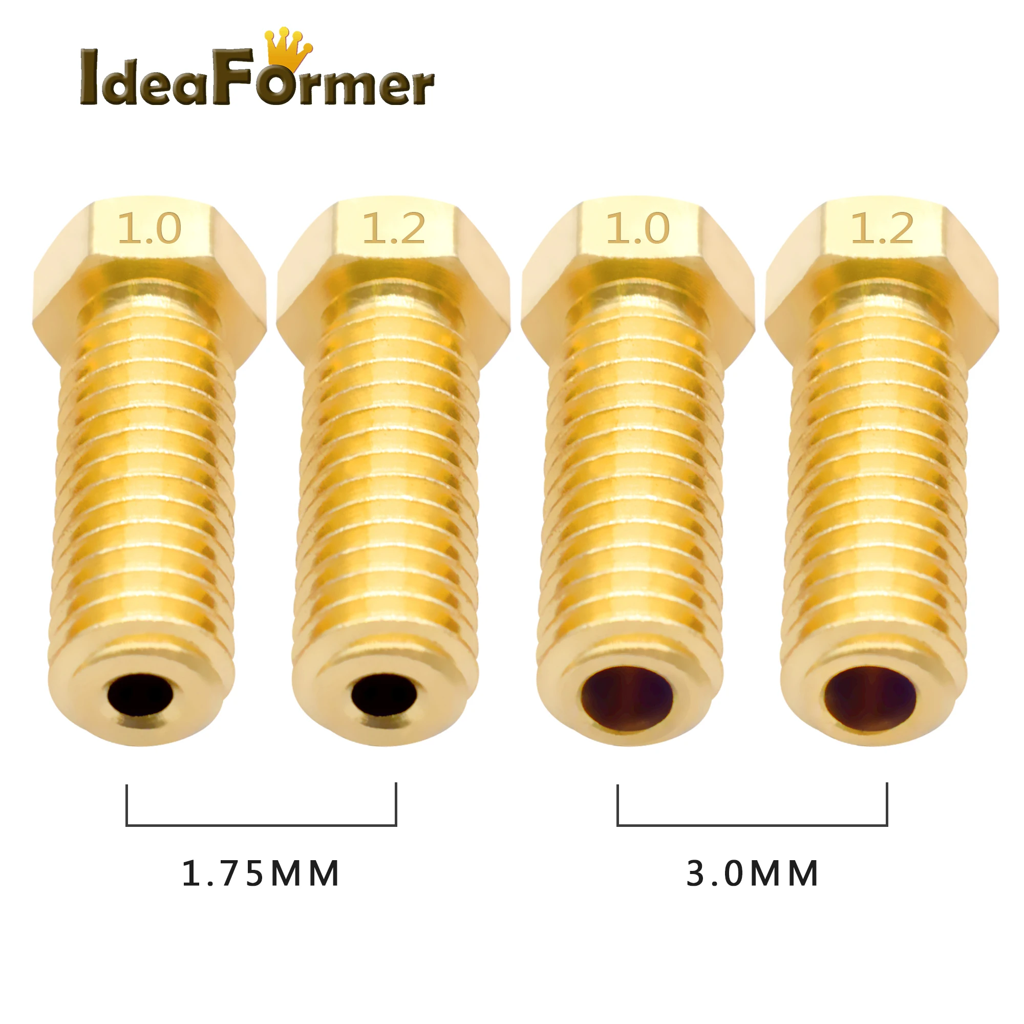 Volcano Brass 3D Printer Nozzle For E3D Hotend M6 Extruder 0.4 /0.6/0.8/1.0/1.2MM 1.75MM /3.0MM Filament | Компьютеры и офис