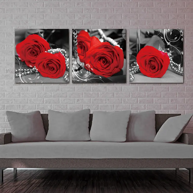Романтические красные розы стены искусства рисунок напечатанная Картина на