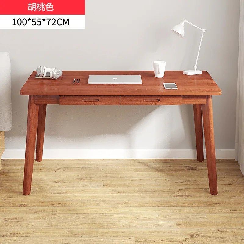 

Walnut Color Computer Desk Solid Wood Leg Office Desks Room Desks Study Desk Dormitory Student Desk Office Furniture escritorio