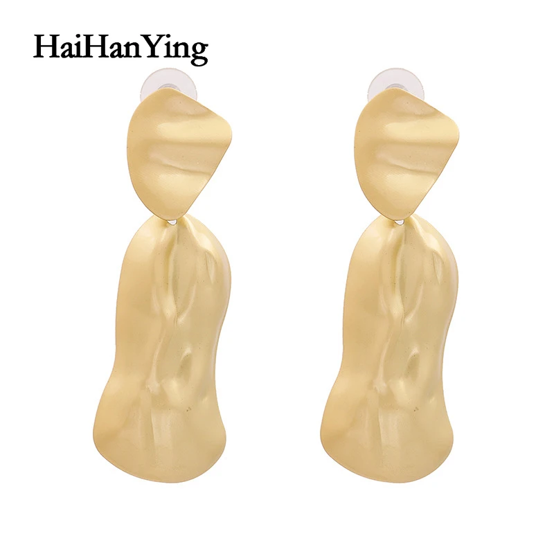 

Classical style fashion matte texture geometric ladies earrings exaggerated super foggy gold drop earrings luxury jewelry