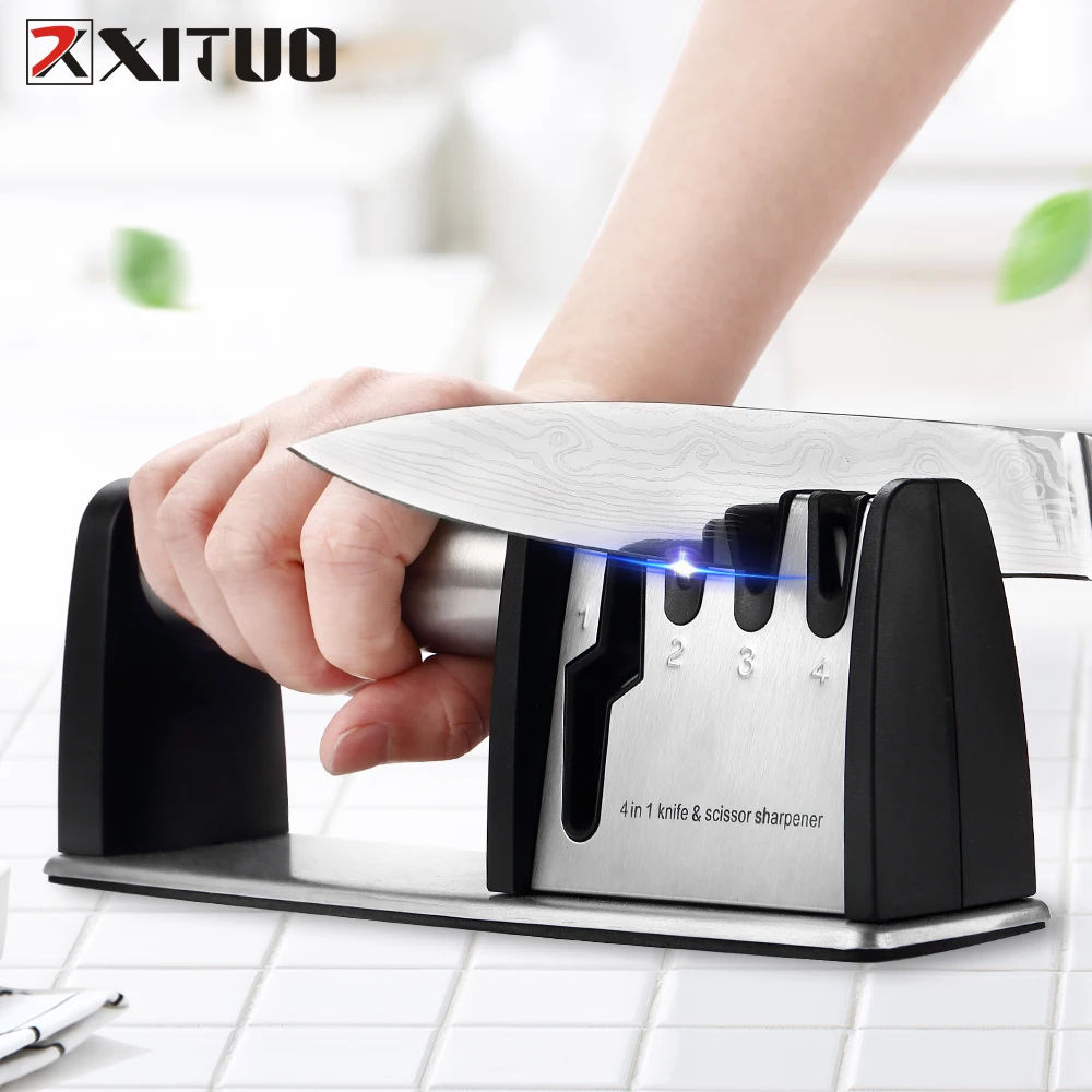 

Professional Knife Sharpener 4 Stages Kitchen Sharpening Stone Grinder scissors knives Whetstone Diamond Ceramic Sharpener Tool