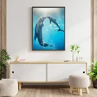 Плакат с дельфином, морской океан, закат, дельфин, холст, живопись, настенное искусство, картина для спальни, гостиной, Декор, квадраты