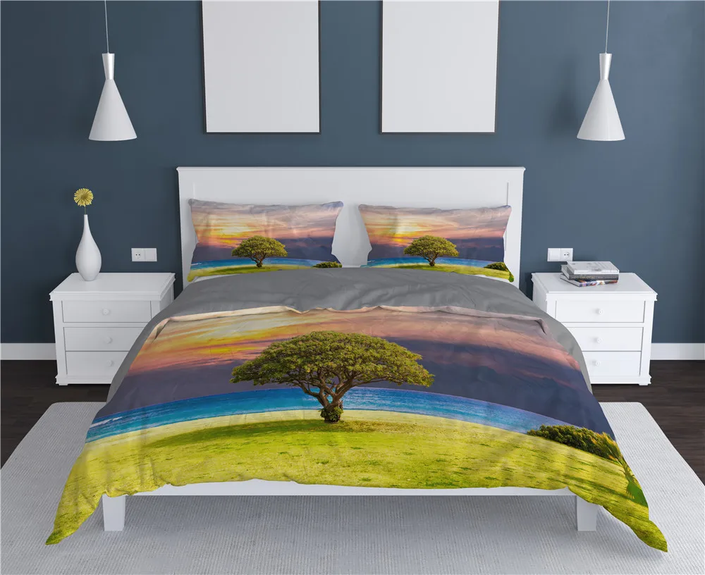 

Natural Scenery King Queen Bedding Set Duvet Covers Pillowcases Comforters Quilt For Kids Adult Single Double Bed Set (No Sheet)